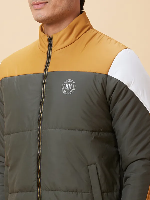 Being Human Men  Jackets-Bottle Gree And Mustard And White